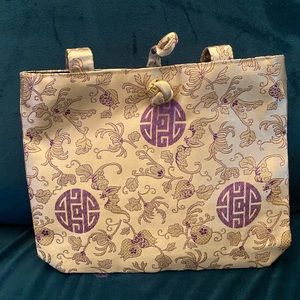 Gold and Purple Asian Styled Silk Purse